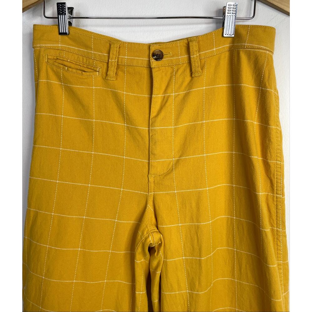 Madewell Emmett Wide Leg Crop Pants Windowpane Golden Yellow Fall Womens 29 - Picture 4 of 16